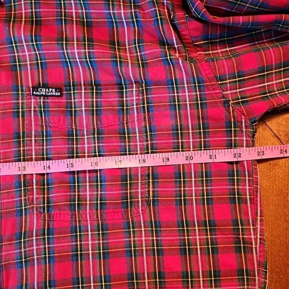 Ralph Lauren Chaps Long Sleeve Button Down Shirt, Medium, Red Green Plaid - Picture 3 of 8